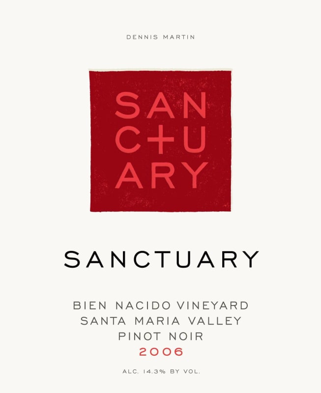 Sanctuary Bien Nacido Vineyard Pinot Noir 2006 Front Label