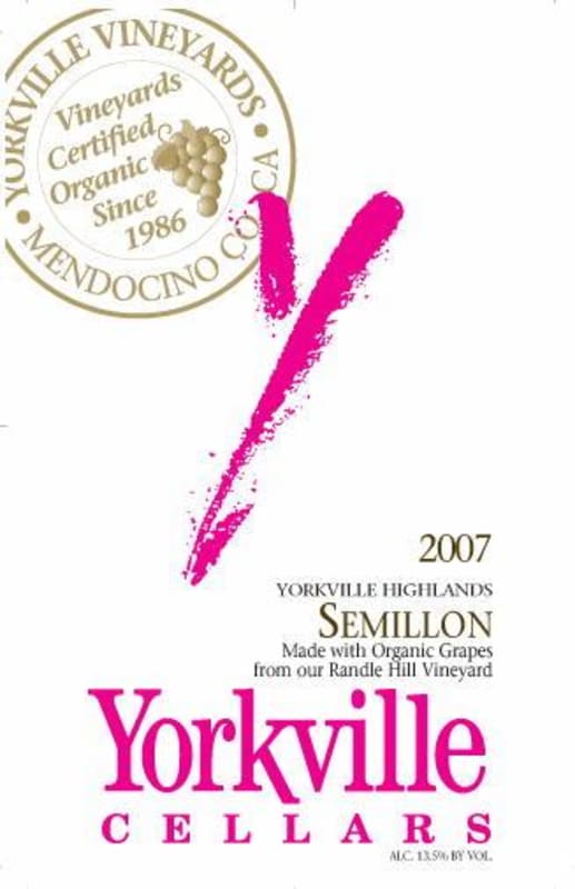 Yorkville Cellars Semillon 2007 Front Label