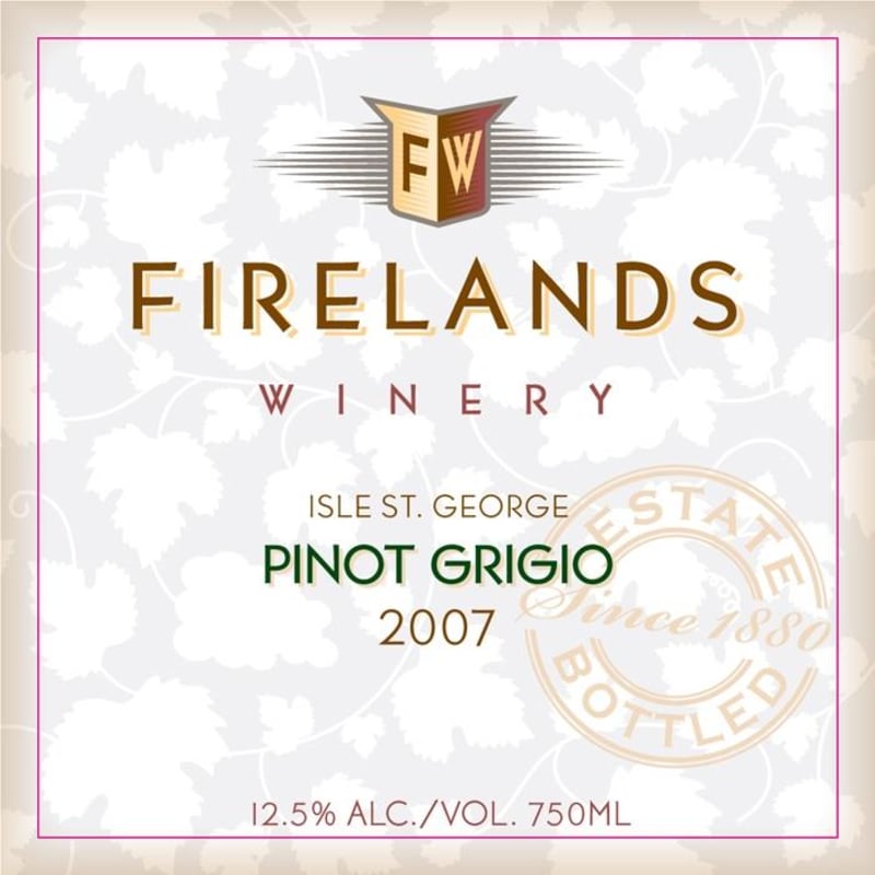 Firelands Pinot Grigio 2007 Front Label