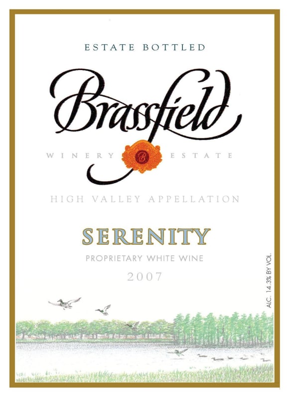 Brassfield Serenity White Blend 2007 Front Label