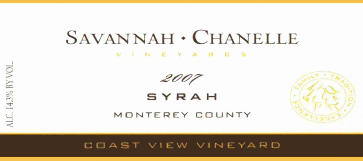 Savannah-Chanelle Coastview Vineyards Syrah 2007 Front Label