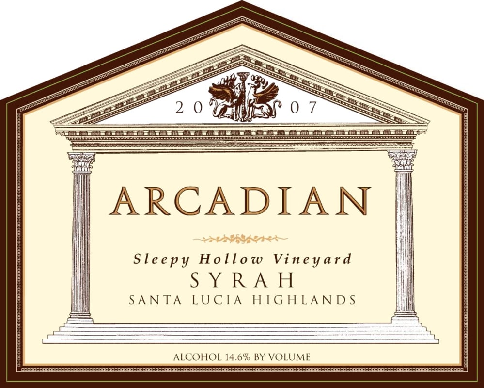 Arcadian Sleepy Hollow Vineyard Syrah 2007 Front Label