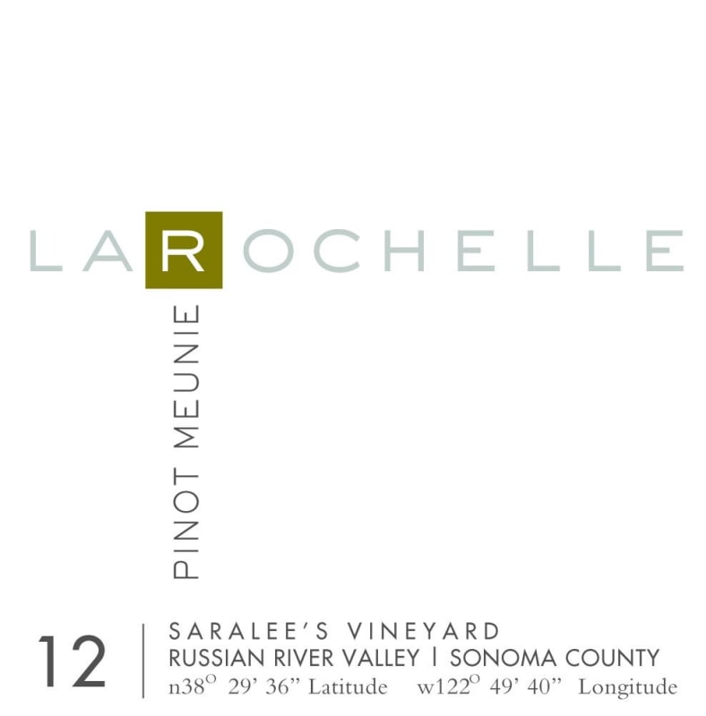 La Rochelle Winery Saralees Vineyard Pinot Meunier 2012 Front Label