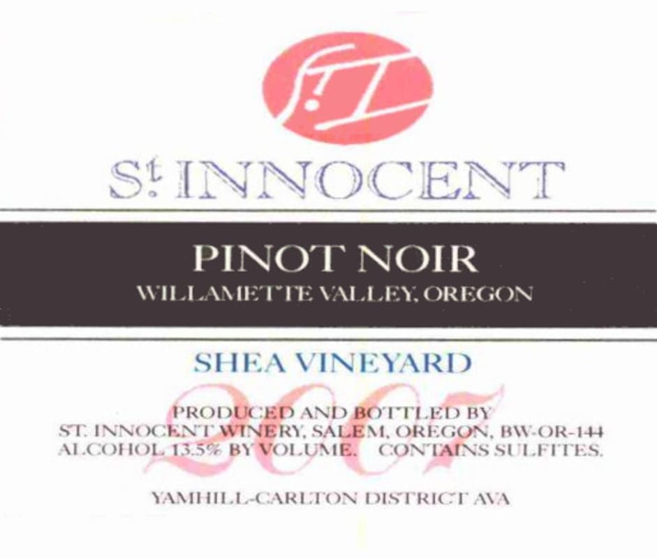 St. Innocent Shea Vineyard Pinot Noir 2007 Front Label