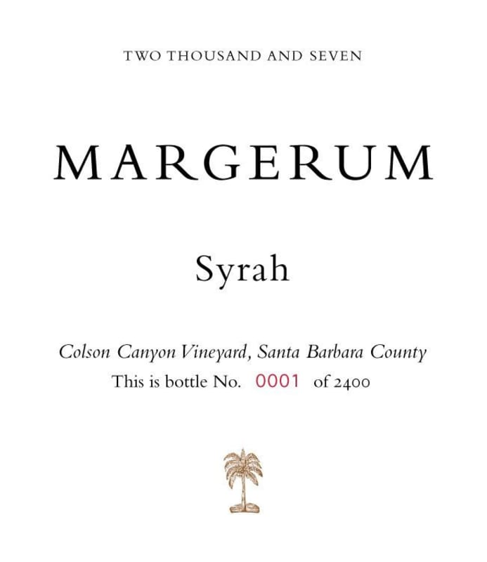 Margerum Colson Canyon Vineyard Syrah 2007 Front Label