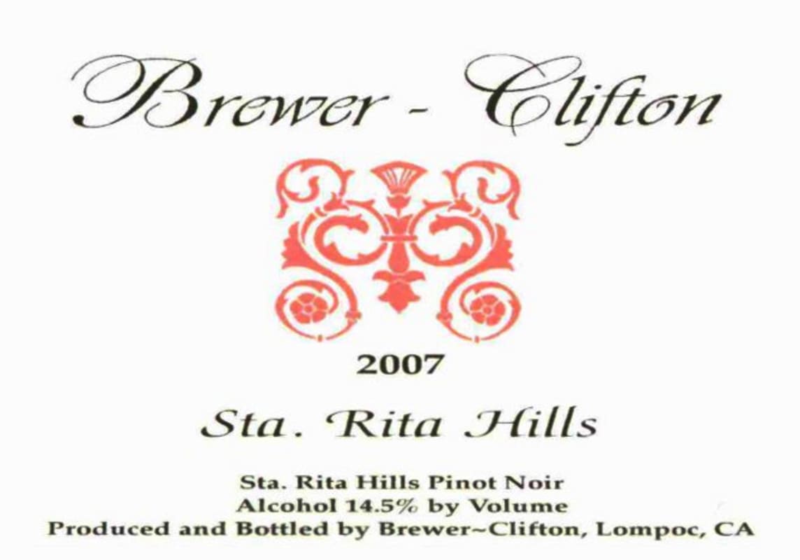 Brewer-Clifton Sta. Rita Hills Pinot Noir 2007 Front Label