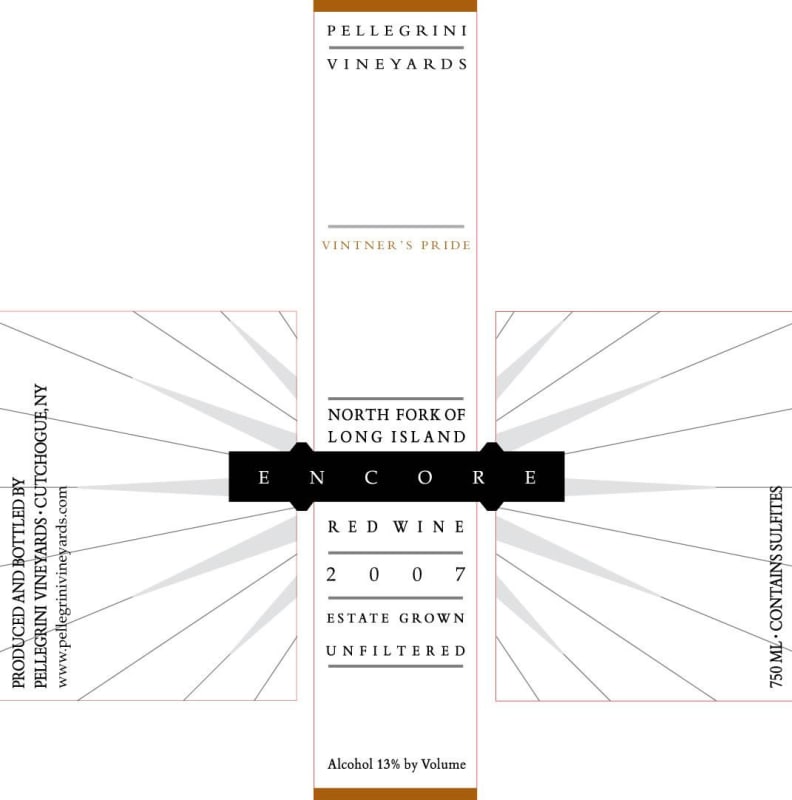 Pellegrini Pellegrini Vintners Pride Encore 2007 Front Label