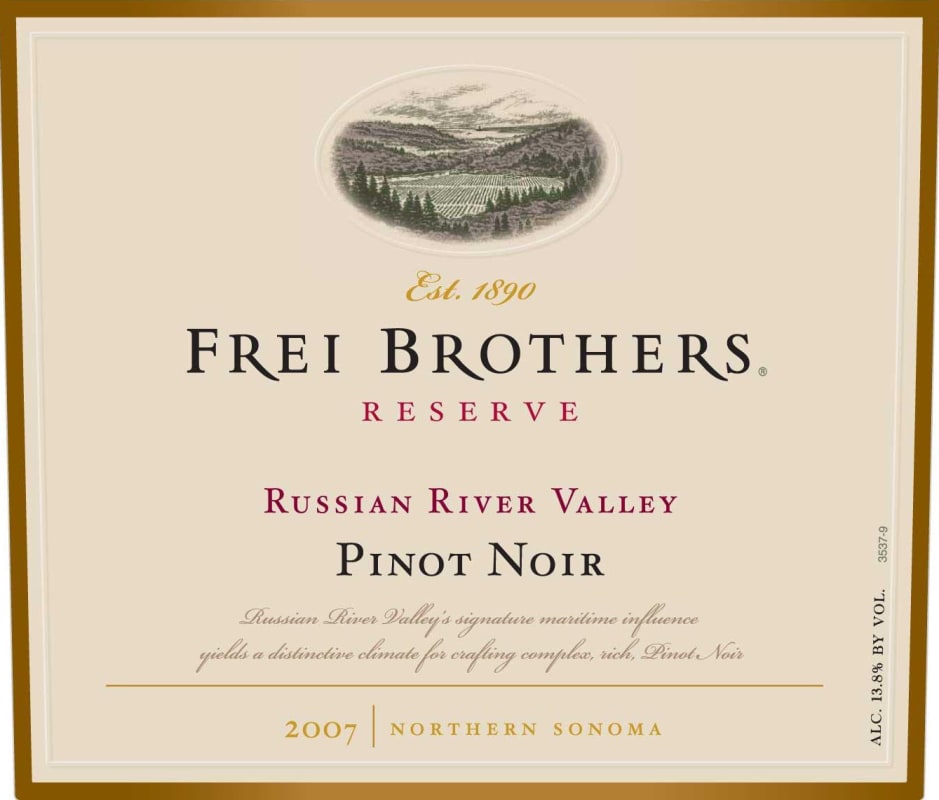 Frei Brothers Reserve Pinot Noir 2007 Front Label
