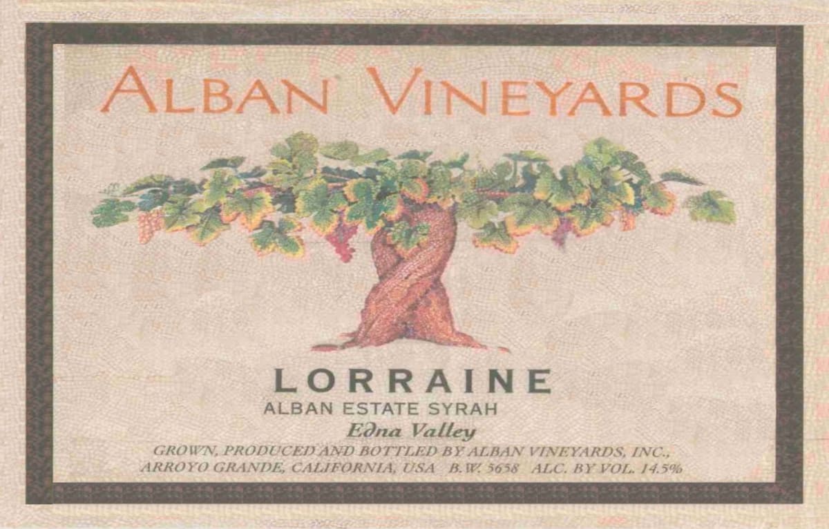 Alban Lorraine Estate Syrah 2007 Front Label