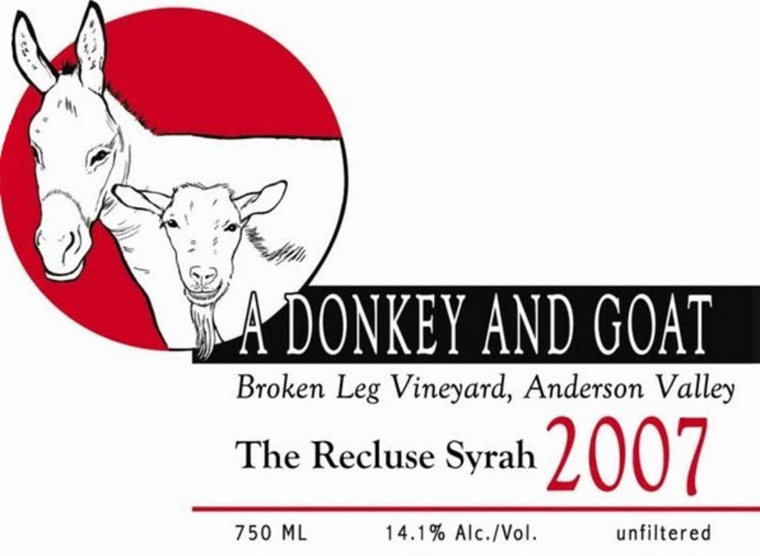 Donkey & Goat The Recluse Syrah 2007 Front Label
