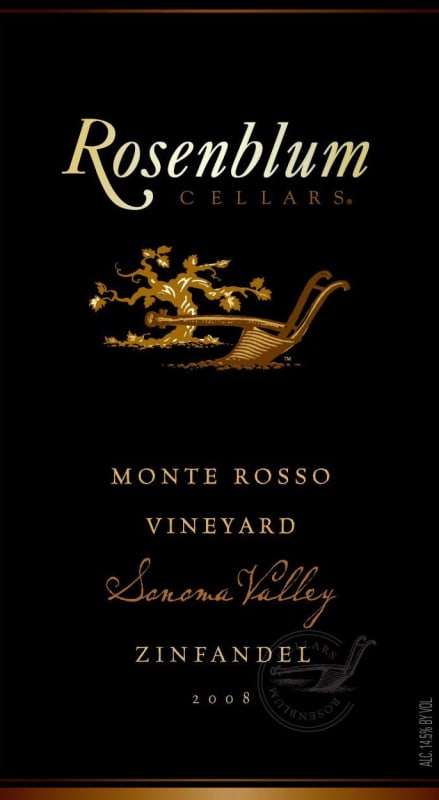 Rosenblum Cellars Monte Rosso Zinfandel 2008 Front Label
