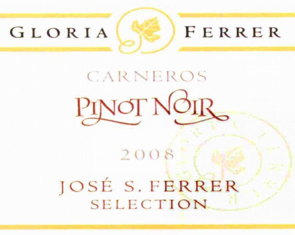 Gloria Ferrer Jose S. Ferrer Selection Pinot Noir 2008 Front Label
