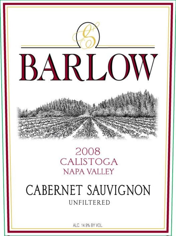 Barlow Unfiltered Cabernet Sauvignon 2008 Front Label