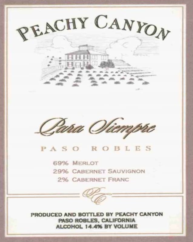 Peachy Canyon Para Siempre 2008 Front Label