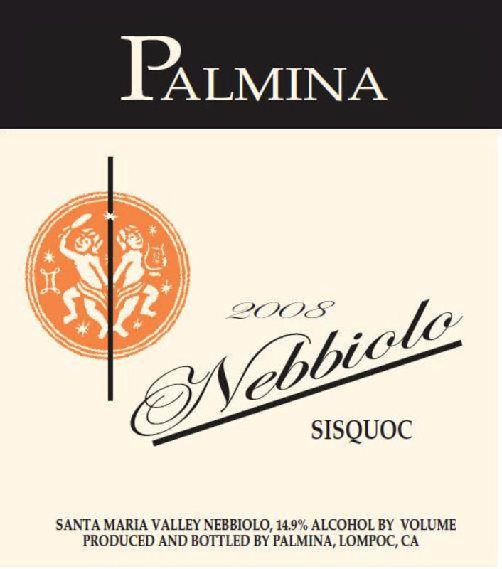 Palmina Sisquoc Vineyard Nebbiolo 2008 Front Label
