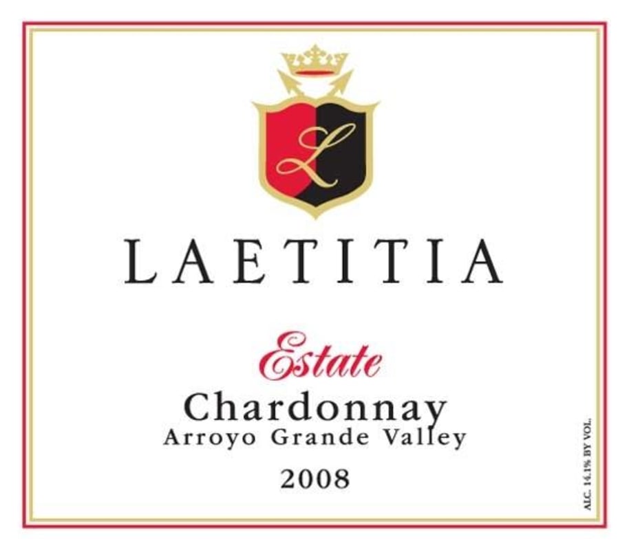 Laetitia Estate Chardonnay 2008 Front Label