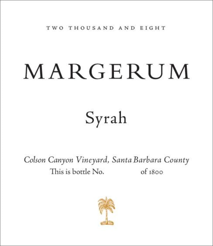 Margerum Colson Canyon Vineyard Syrah 2008 Front Label