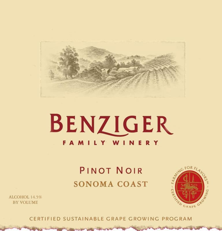 Benziger Pinot Noir 2008 Front Label