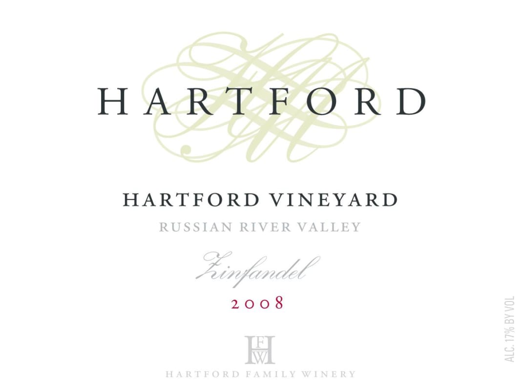 Hartford Hartford Vineyard Zinfandel 2008 Front Label