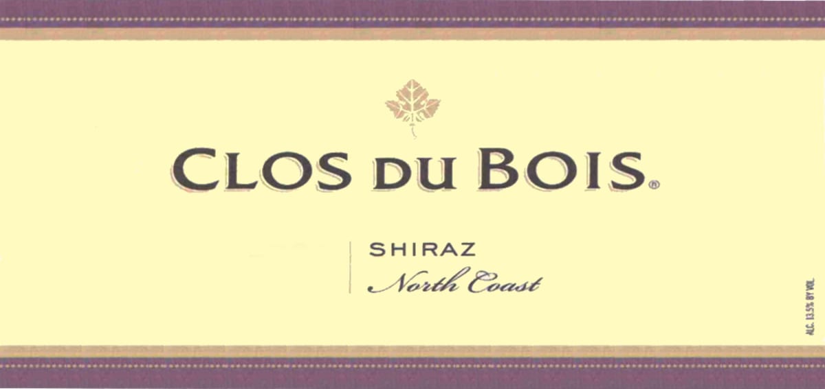 Clos du Bois Shiraz 2008 Front Label