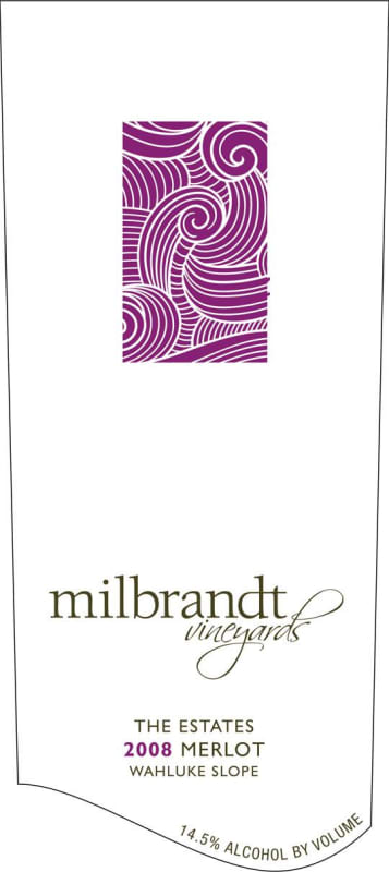 Milbrandt The Estates Merlot 2008 Front Label
