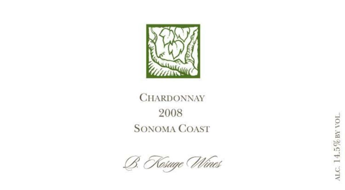 B. Kosuge Sonoma Coast Chardonnay 2008 Front Label