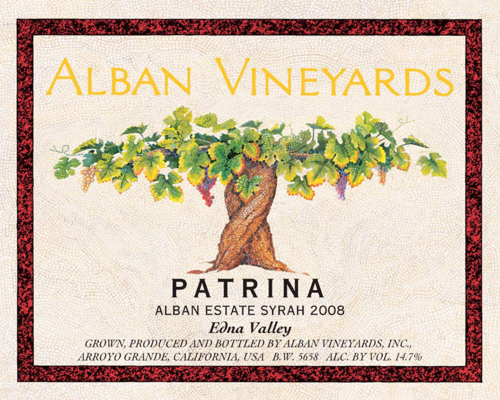 Alban Patrina Estate Syrah 2008 Front Label