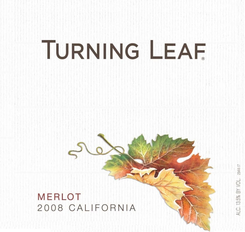 Turning Leaf Merlot 2008 Front Label