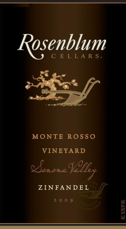 Rosenblum Cellars Monte Rosso Zinfandel 2009 Front Label