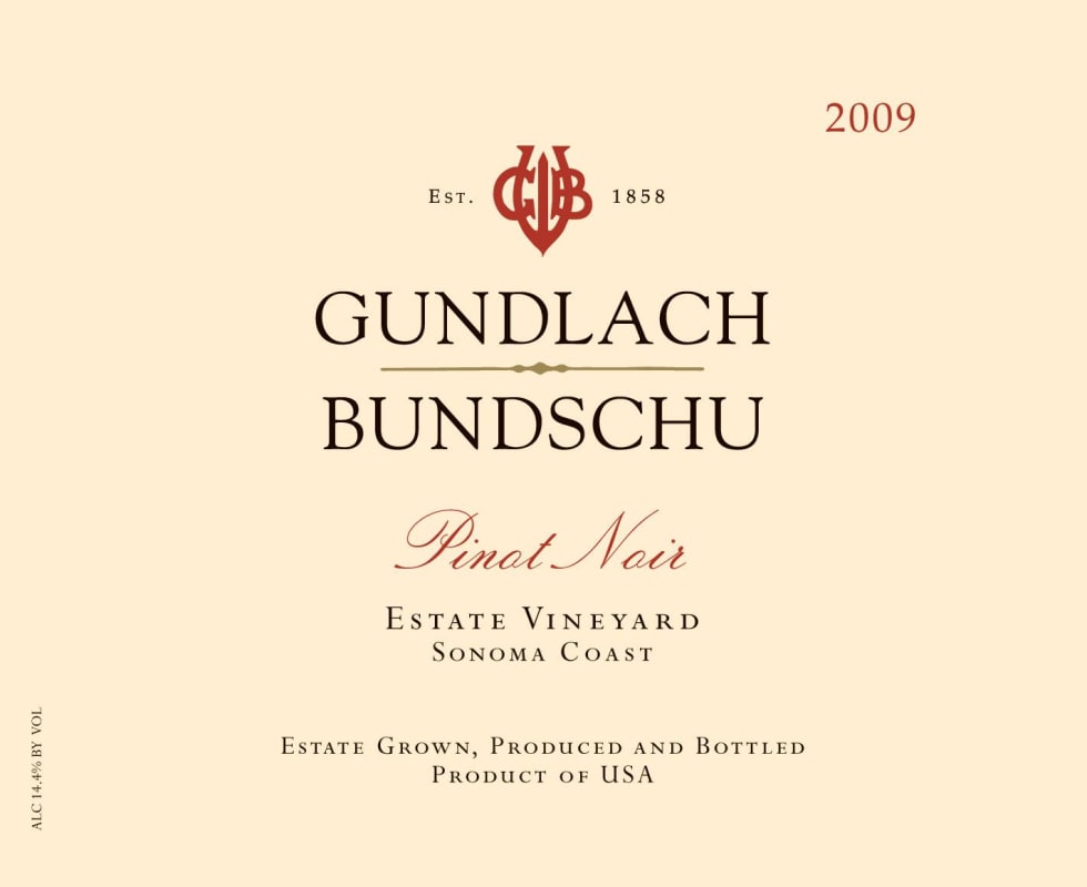 Gundlach Bundschu Pinot Noir 2009 Front Label