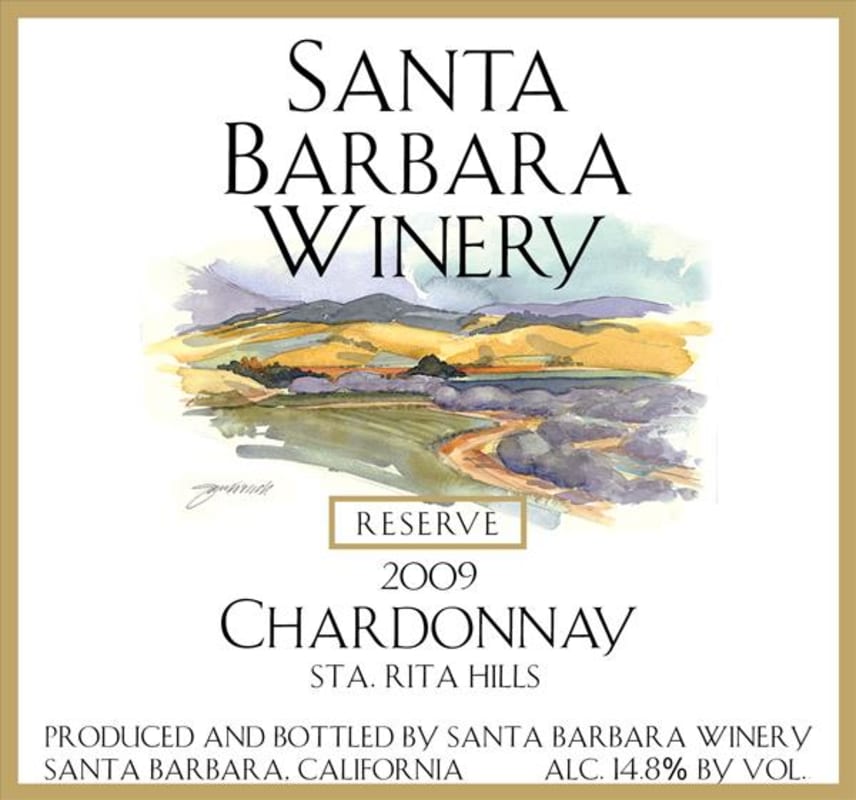 Santa Barbara Winery Reserve Chardonnay 2009 Front Label