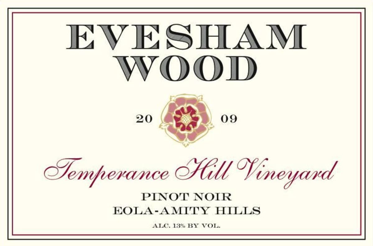 Evesham Wood Temperance Hill Vineyard Pinot Noir 2009 Front Label