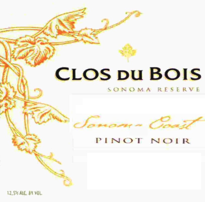Clos du Bois Sonoma Coast Reserve Pinot Noir 2009 Front Label