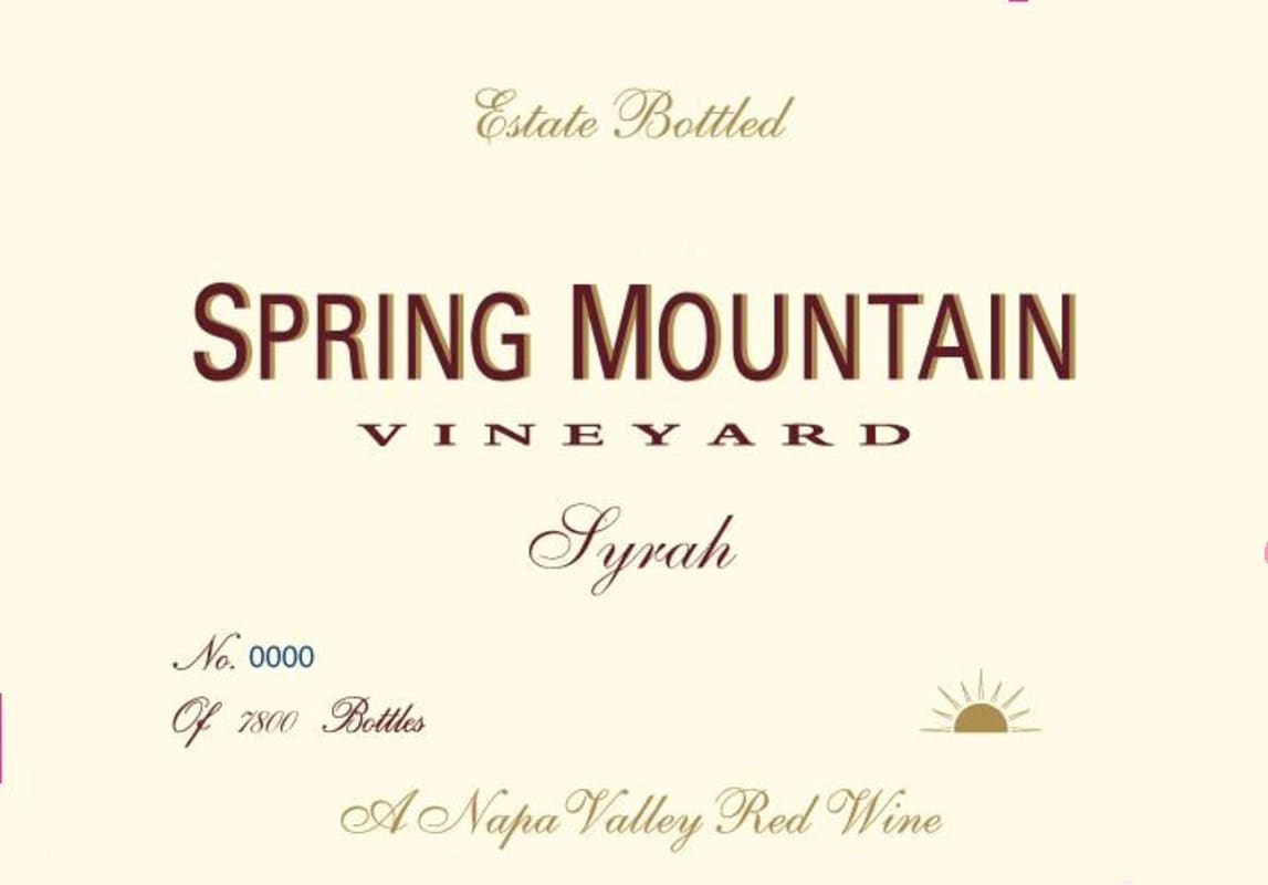Spring Mountain Vineyard Syrah 2009 Front Label