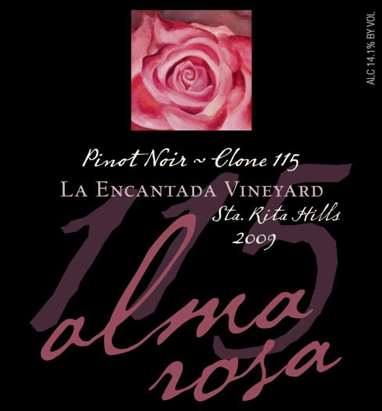 Alma Rosa Clone 115 La Encantada Vineyard Pinot Noir 2009 Front Label