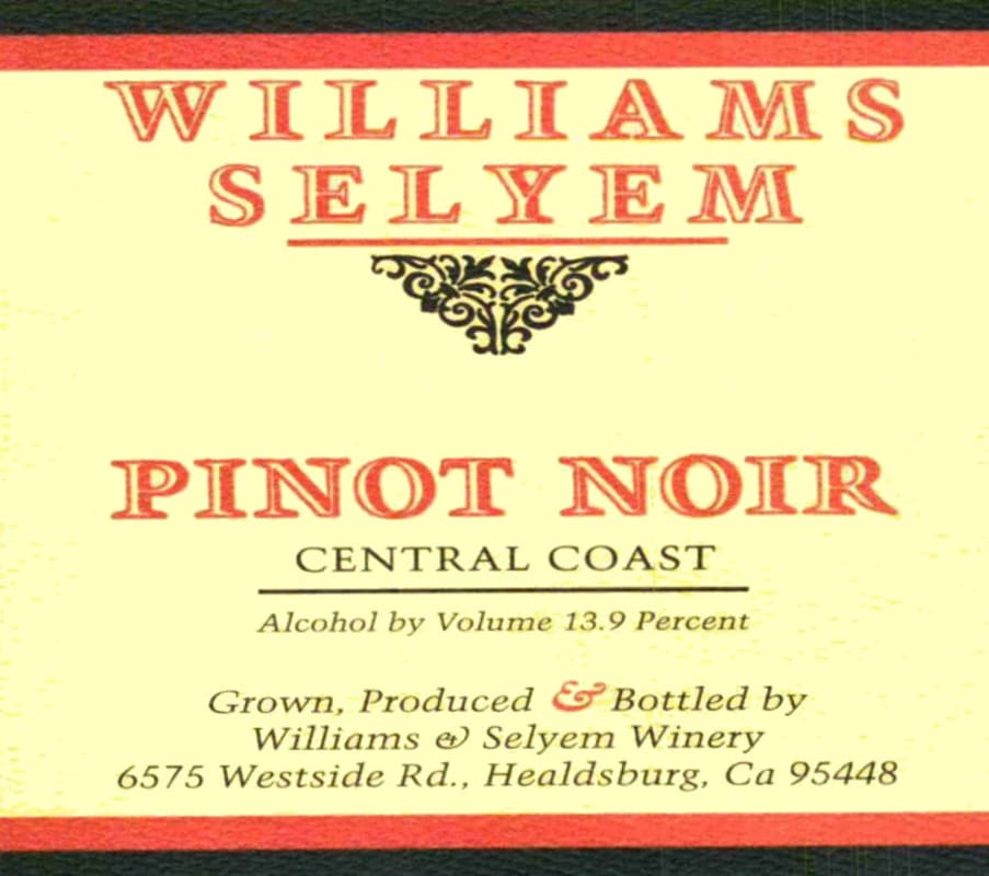 Williams Selyem Central Coast Pinot Noir 2009 Front Label