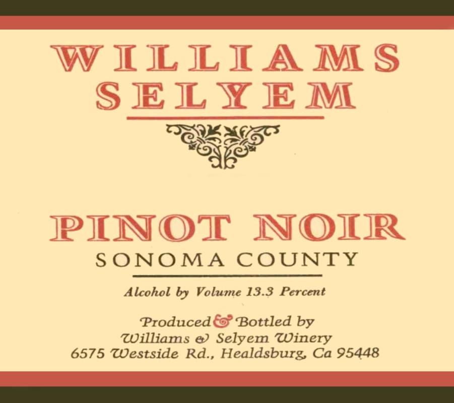 Williams Selyem Sonoma County Pinot Noir 2009 Front Label