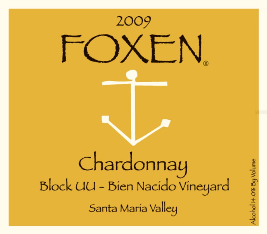 Foxen Block UU Bien Nacido Vineyard Chardonnay 2009 Front Label