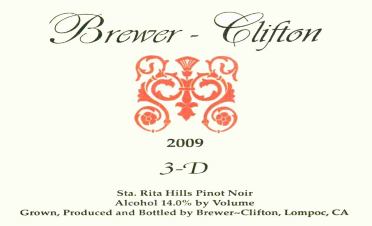 Brewer-Clifton 3D Pinot Noir 2009 Front Label