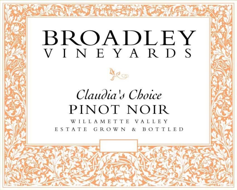 Broadley Claudia's Choice Pinot Noir 2009 Front Label