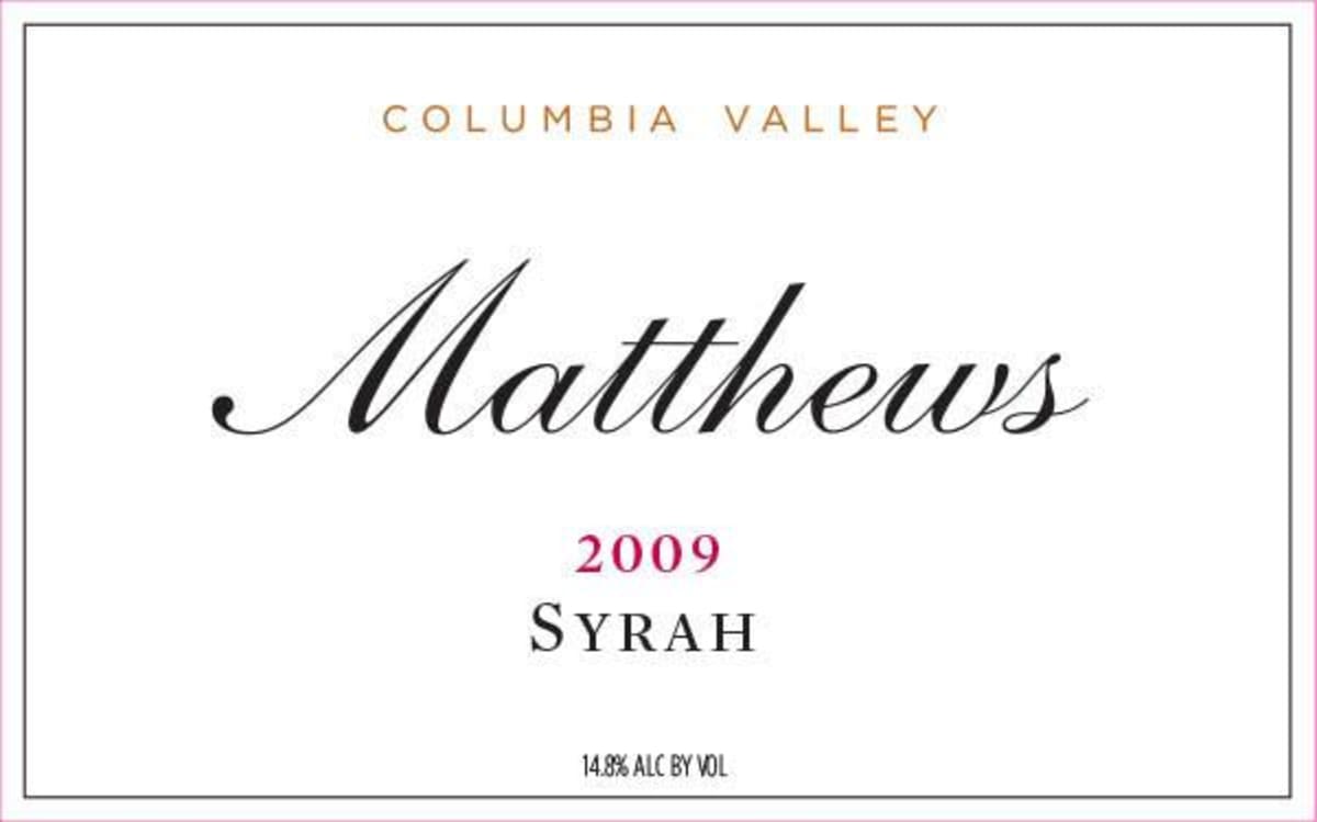 Matthews Winery Syrah 2009 Front Label