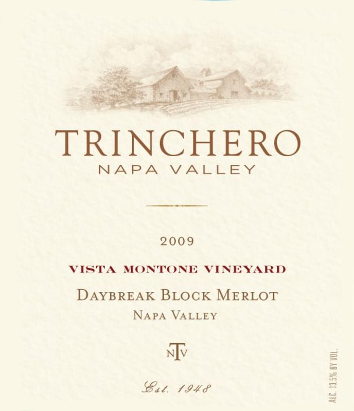 Trinchero Vista Montone Vineyard Daybreak Block Merlot 2009 Front Label