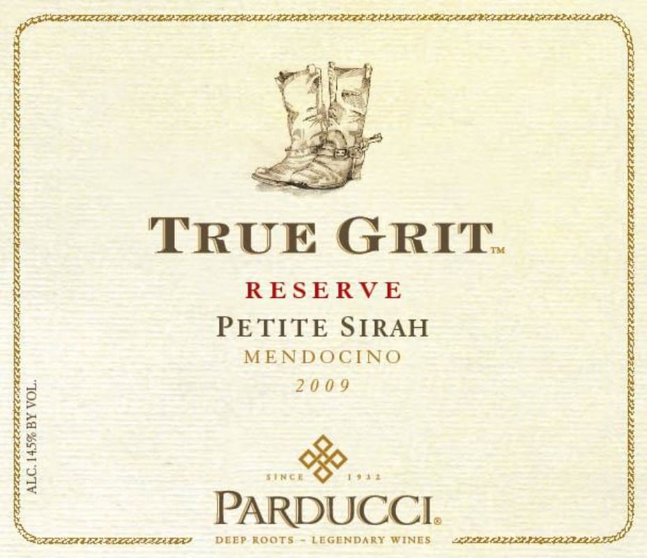 Parducci True Grit Reserve Petite Sirah 2009 Front Label
