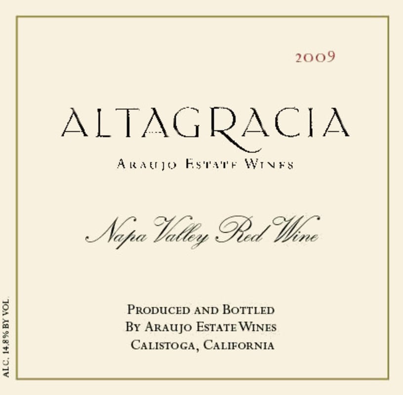 Araujo Altagracia 2009 Front Label