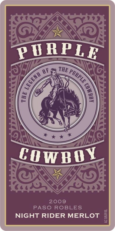 Purple Cowboy Night Rider Merlot 2009 Front Label