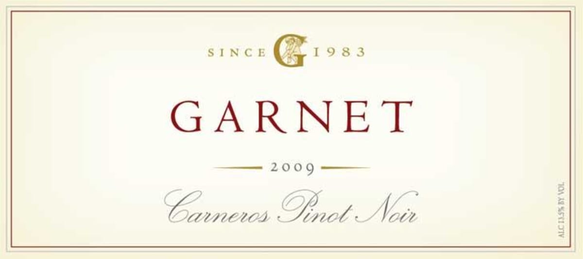 Garnet Carneros Pinot Noir 2009 Front Label