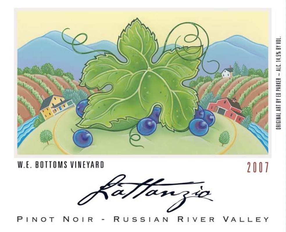 Lattanzio Vineyards W E Bottoms Vineyards Pinot Noir 2007 Front Label