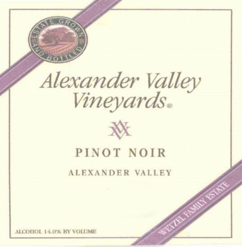 Alexander Valley Vineyards Pinot Noir 2010 Front Label