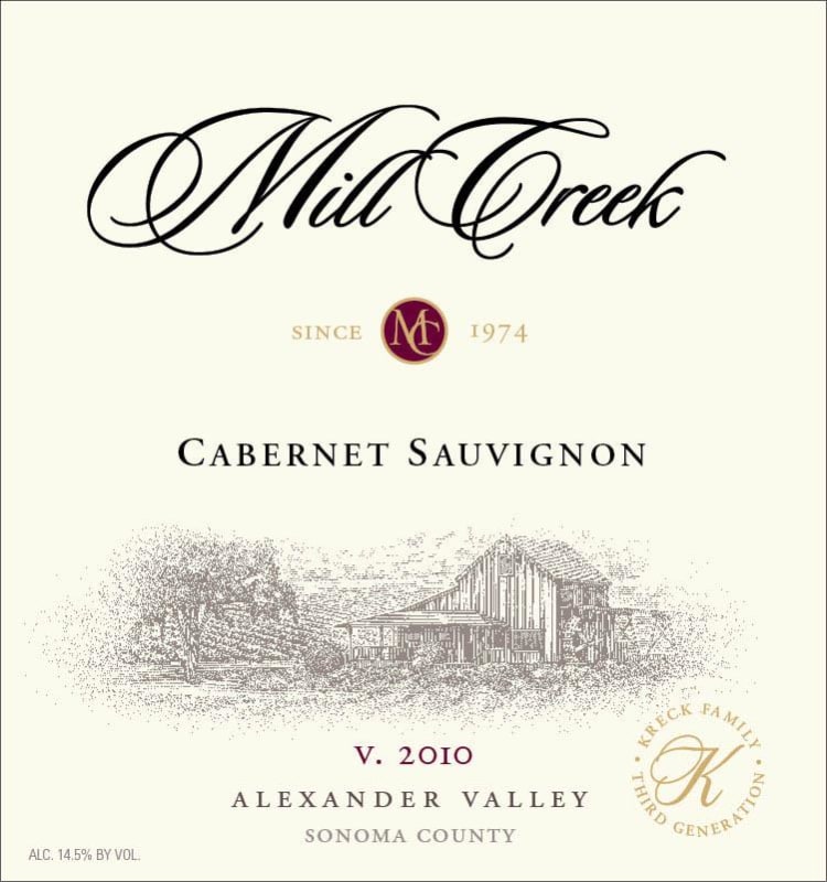 Mill Creek Cabernet Sauvignon 2010 Front Label