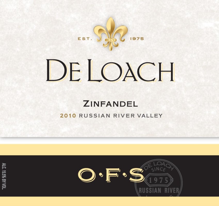 DeLoach O.F.S. Zinfandel 2010 Front Label